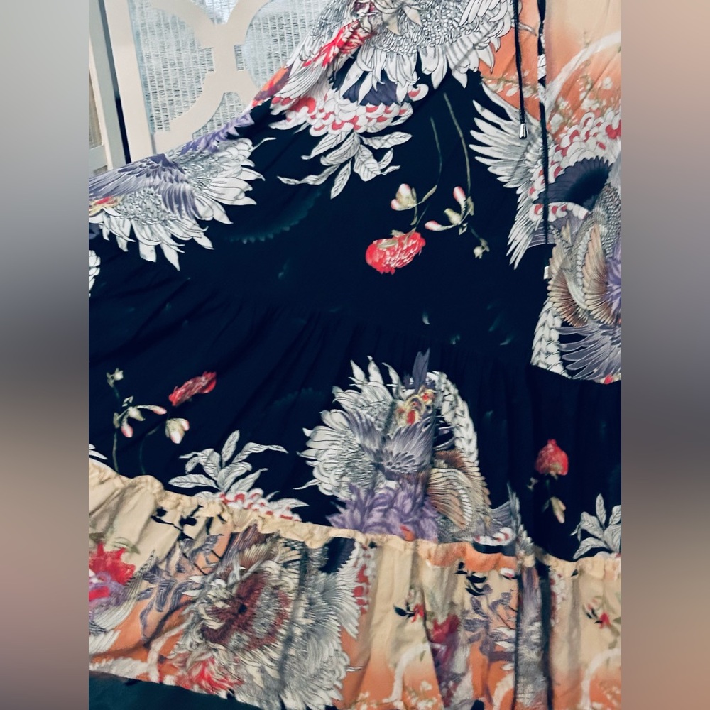 JAASE Boho XS Dress Floral Maxi Dress Patterned Long Peasant Tie Flowers Flowy - Picture 7 of 11